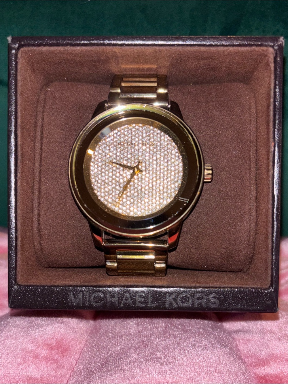 Michael Kors Gold-tone Pave Crystal Dial Bracelet Watch